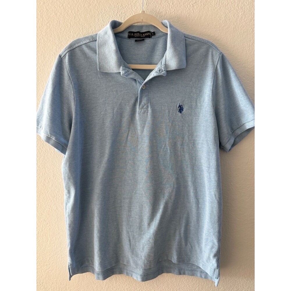 Polo Light Blue Short-Sleeve l with Navy Logo Size L